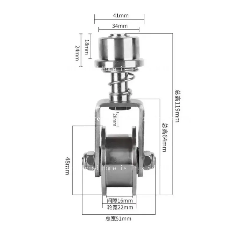 Suitable for 304 Stainless Steel U/V/H Groove Pulley, Spring Shock Absorbing Caster Wheel, Sliding Door Track Guide Roller 1PC view 3