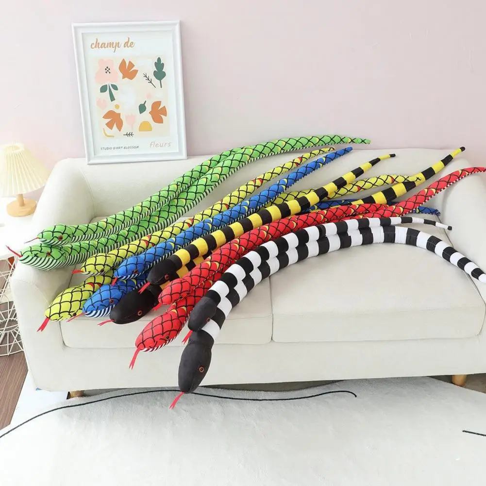 Realistic Long Soft Snake Plush Toy Lifelike Snake Plush Toy Washable Stuffed Animal Doll for Kids Halloween Pranks Gift