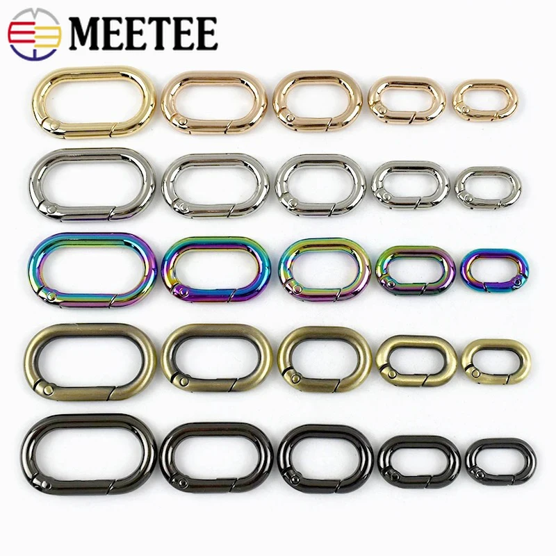 

5/10Pcs 13-40mm Metal O Ring Buckle Bag Connect Oval Spring Buckles Keychain Handbag Snap Clip Clasp Carabiner DIY Accessories