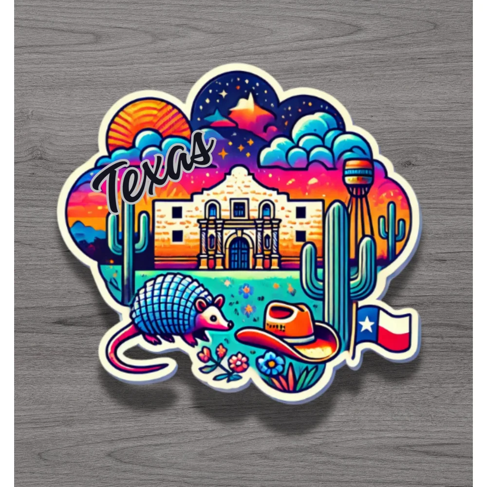 Texas Travel Souvenir Vinyl Sticker For Laptop And Suitcase Self Adhesive Decal