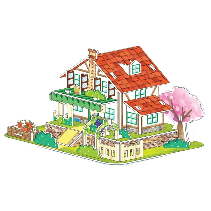 3D Three-dimensional Puzzle Children's Intelligence Development Early Education Model Puzzle Assembly Building Block Puzzle