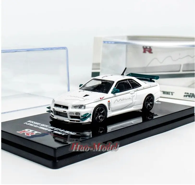 INNO 1/64 For Mitsubishi SKYLINE GTR R34 V-SPEC MINES Alloy Diecast Model Car Simulation Toys Gifts Hobby Display Collection