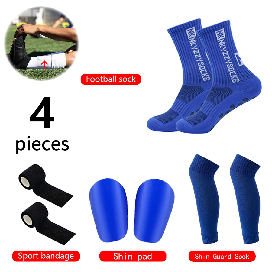 4-teiliges Fußball-Zubehör-Set: Rutschfeste Fußballsocken, Basketballsocken, Schienbeinschoner-Socken, Mini-Schienbeinschützer, Sportbandagen – Detail 8