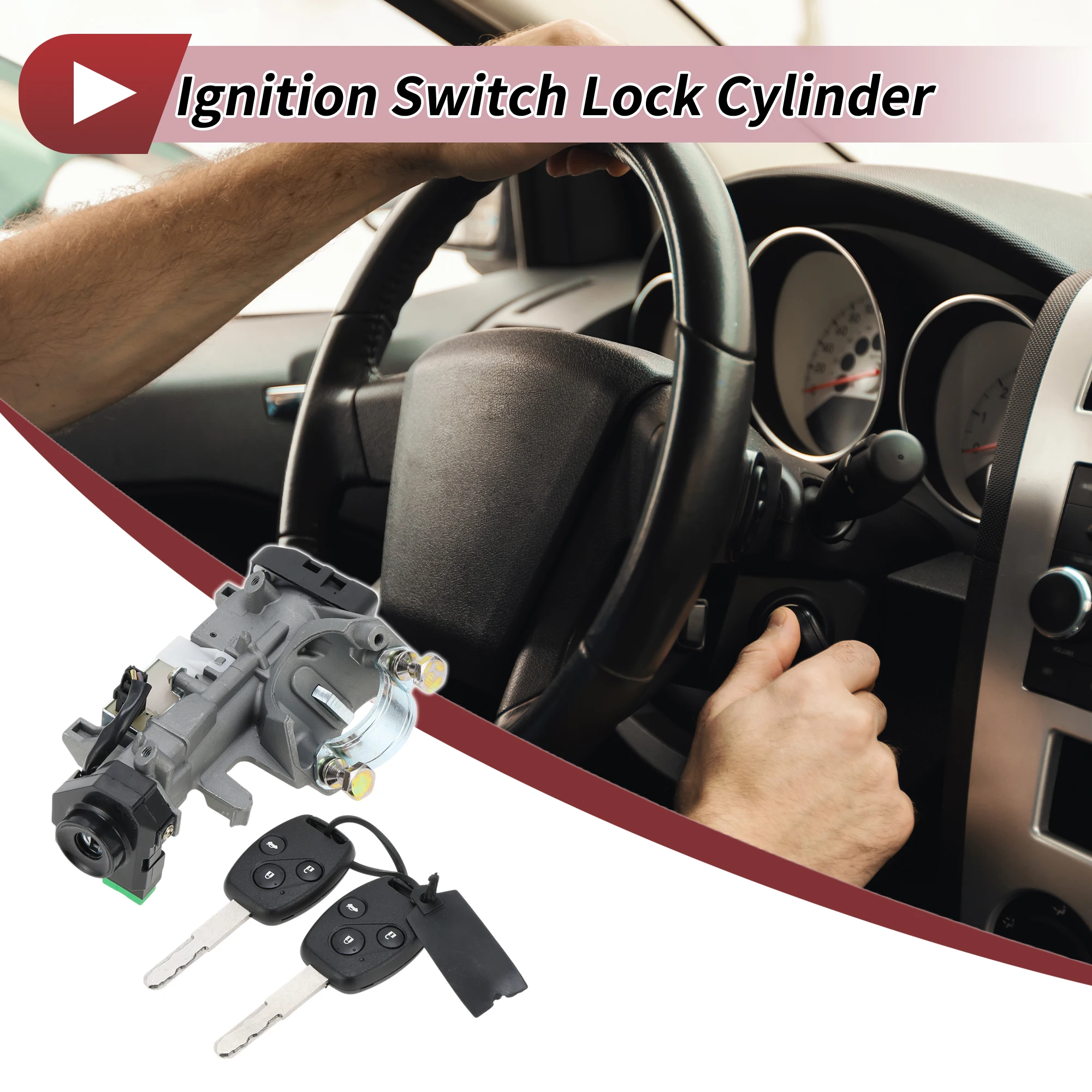 UXCELL No.06350SAAG30 Ignition Lock Cylinder for Honda Civic 2006-2011 1 Pc Assembly 2 Pcs Keys (46 Chip) 1 Set