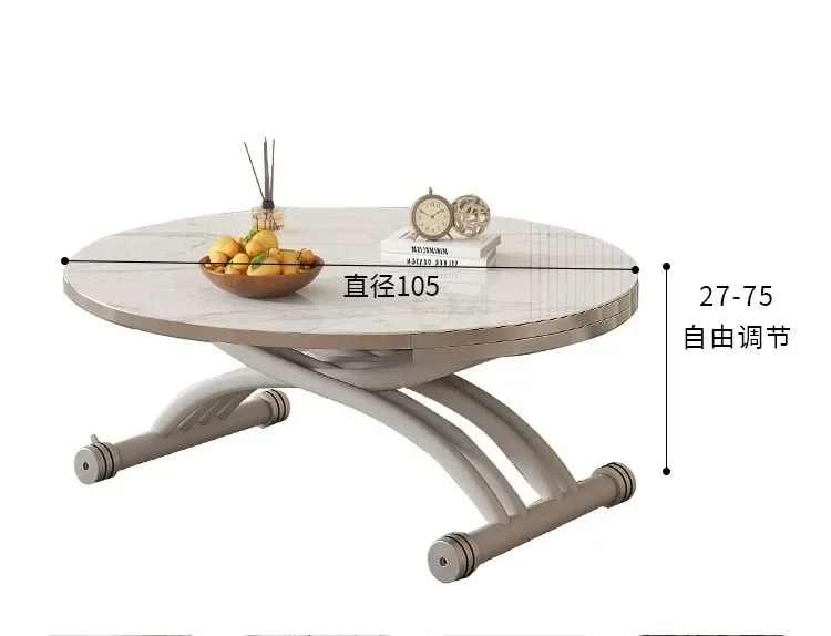 

Small apartment household multi-functional rock slab, foldable mobile lifting coffee table dining table, dual-purpose two-in-one