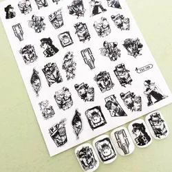 Bizarre Adventure 3D Design Decal Stamping Back Glue DIY Decoration Tools Nail Sticker TSC 133 123