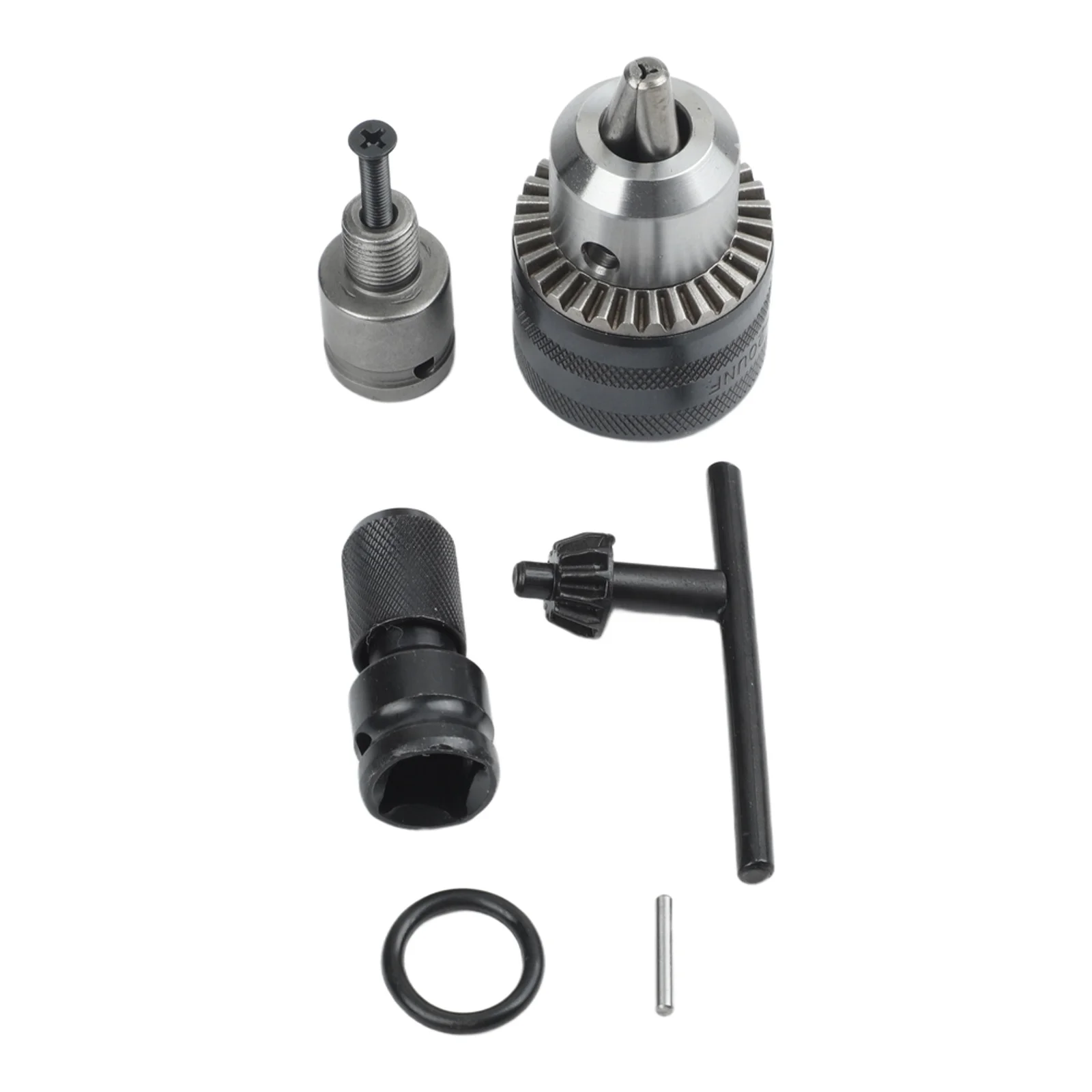 Drill Chuck Adapter 1/2-20UNF to 1/4 Hex Shank with Keyless Three Jaw Design for Secure Bit Holding and Release