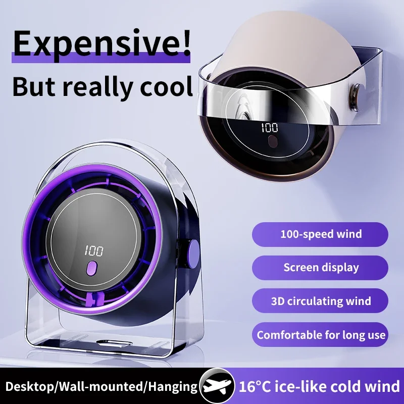 ポータブルスマート扇風機 100 スピード USB 小型ファンミニオフィス寮デスクトップ空気クーラー天井ファン壁掛け空気クーラー