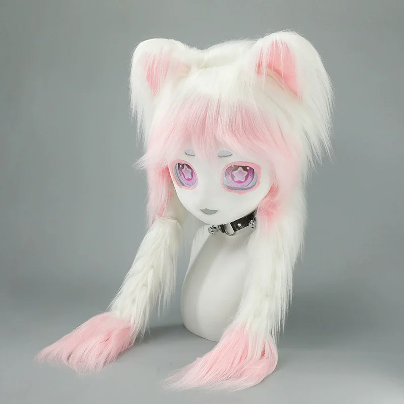 الوحش رئيس نموذج آرتشي اليدوى فروي كيغ رئيس شعر مستعار قبعة القبعات Fursuit أنيمي لوليتا فتاة تأثيري قناع الأداء الدعائم #4
