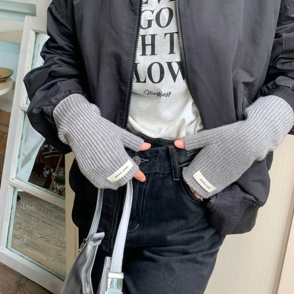 

Модные однотонные вязаные перчатки с рукавами, простые перчатки без пальцев, эластичные длинные зимние теплые перчатки для женщин и девочек