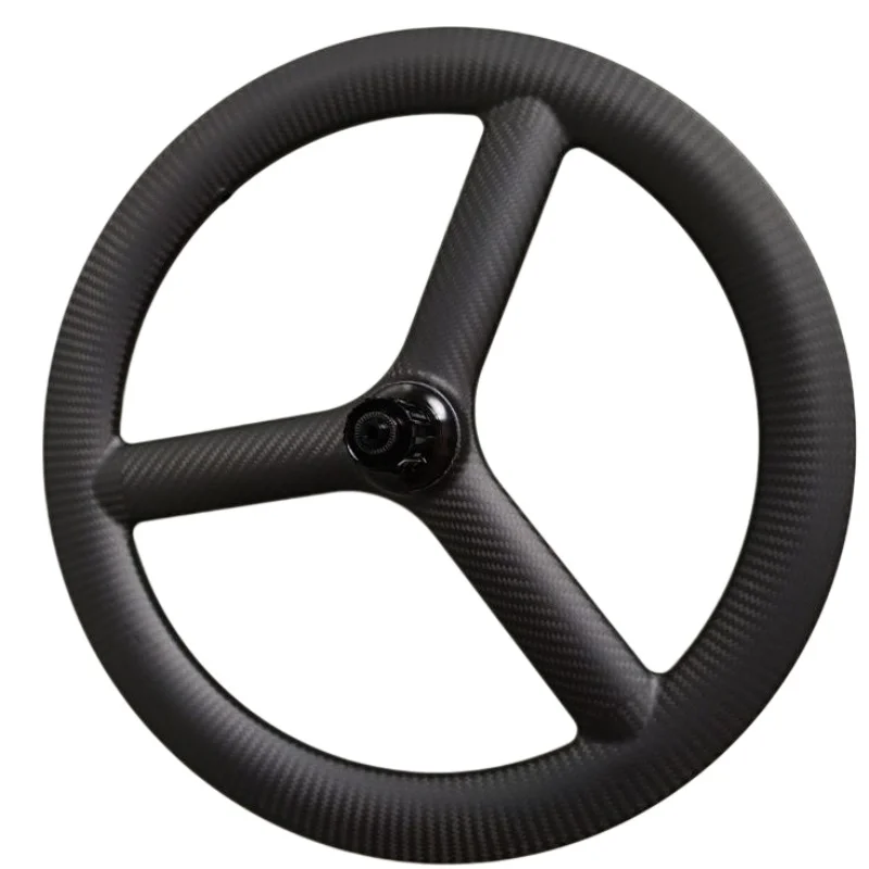 QORA 20 Inch 451 3-Spoke Carbon Wheels 40mm Depth 25mm Width Fixed Gear Hubs for Track/Road Racing