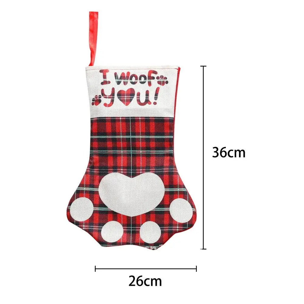 

New Christmas Stockings Creative Printing Pet Dog Paw Print Home Decorations Christmas Tree Fireplace Pendant