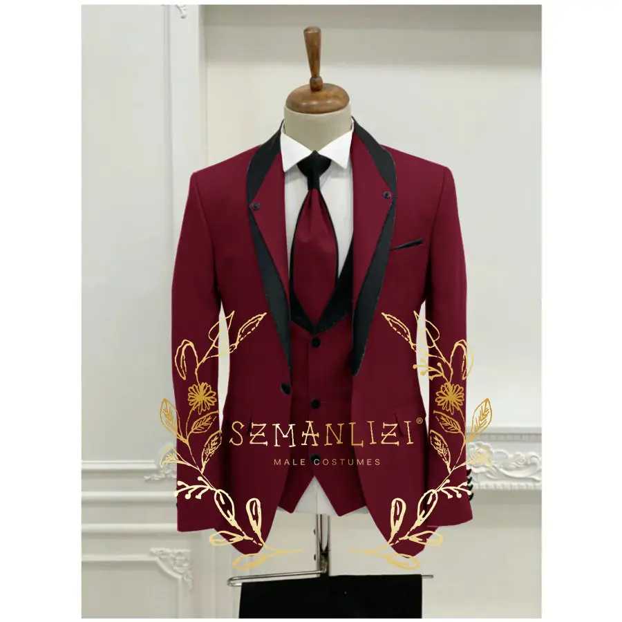 2025 White Men's Suit Groom Wedding Tuxedos Jacket Pants Vest 3-piece Set Slim Fit Male Party Groomsmen Formal Best Man Blazer