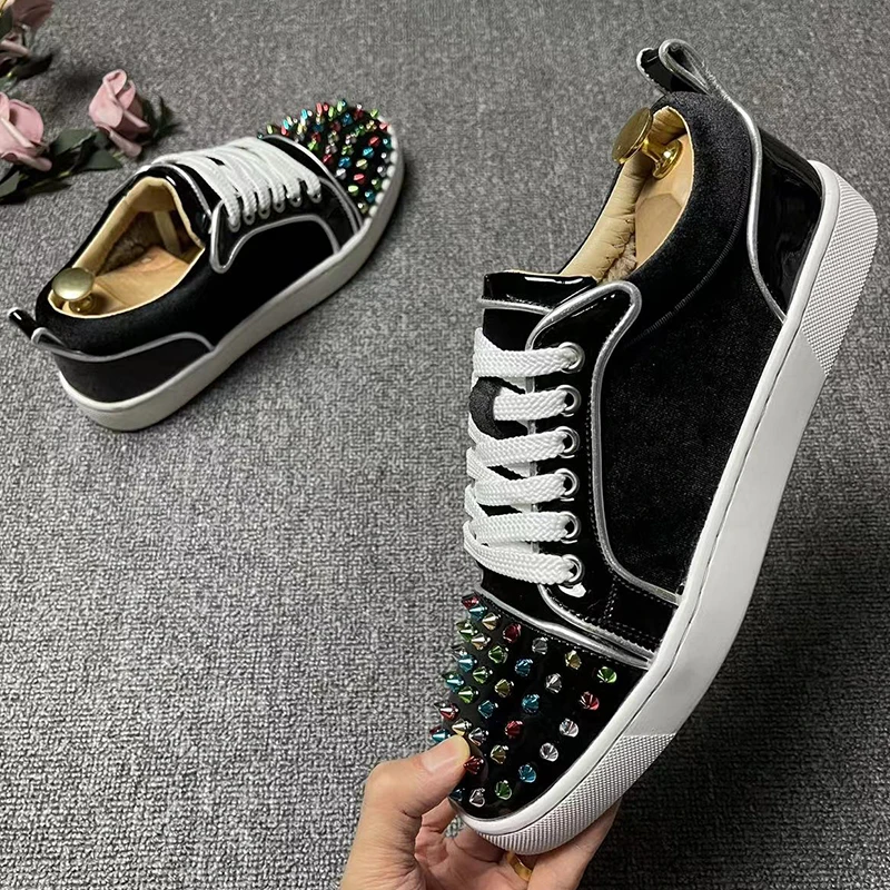 men luxury fashion rivets shoes original leather flats shoe stage nightclub dress brand designer sneakers autumn winter footwear