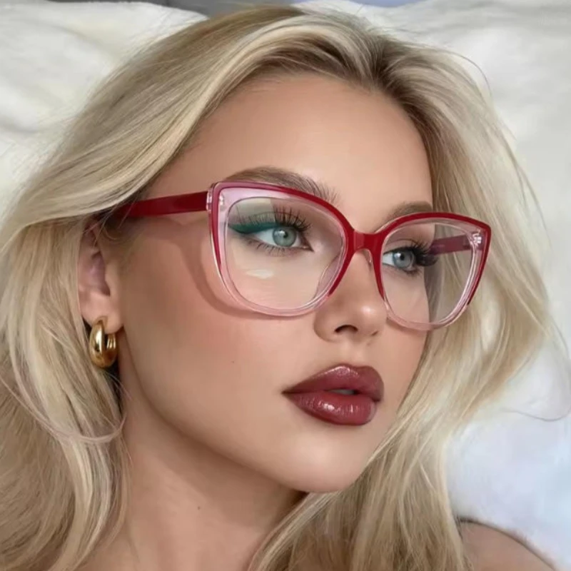 Fashion Fashion Personality Cat Eye Color Blocking Frame New Model Women Square Advanced Colorful Ultra Ultralight Blue Light Glasses - Aliexpress Deal
