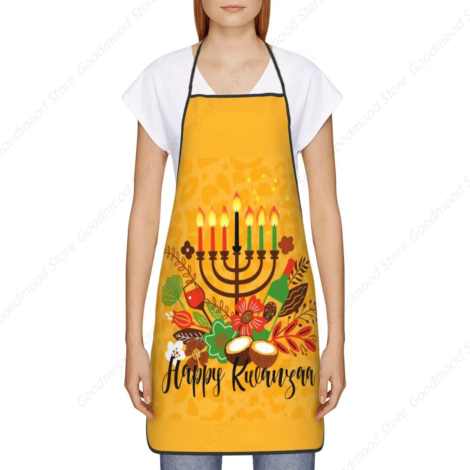 Happy Kwanzaa African Heritage Holiday Apron Adjustable Adult Chef Kitchen Bib For Cooking Baking