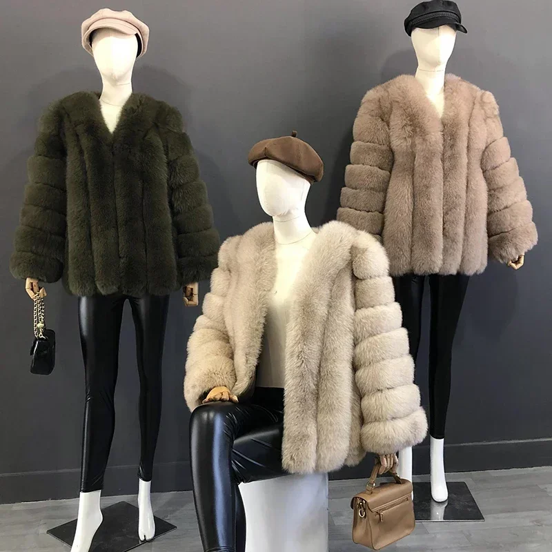 Autumn And Winter Mid Length Natural Fox Fur Coat Women Fashionable Fur Jacket The Most Popular Real Fur Coat Female Clothing