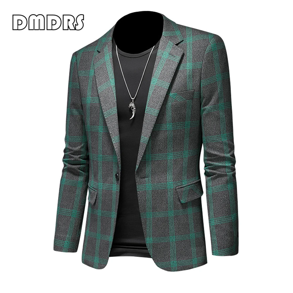Newest Men's Fashion Suit Jacket, Patterned M to 5XL One Button Plaid Blazer, Real Images High Quality Casual Smart Suits