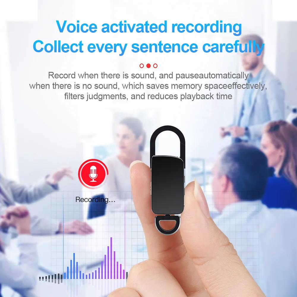 Shoumi Mini Recorder Audio Voice Recorder Hidden Dictaphone Device Sound 16G 32G Key Chain Digital Small Voice Dictaphone Mp3