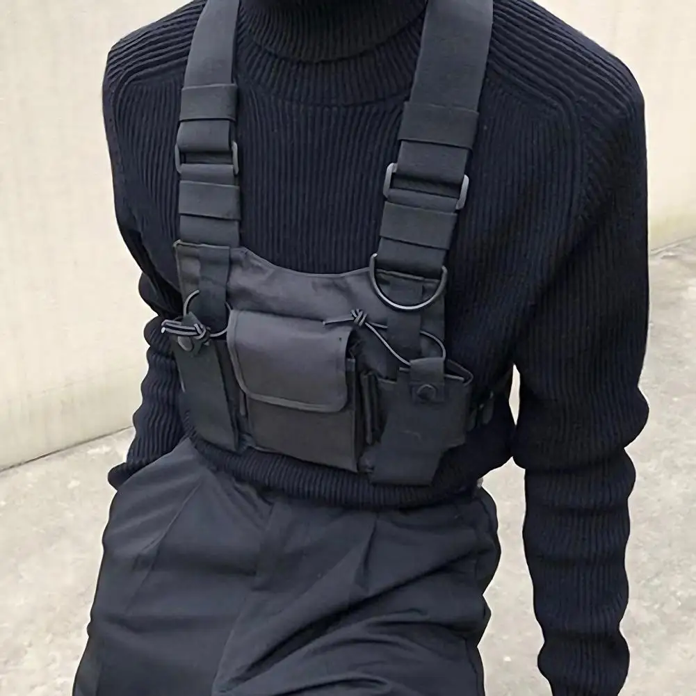 Dangerous Environment Gear Holder Universal Size Front Vest Bag Water Resistant Chest Bag for Walkie-talkies Sports for Men's