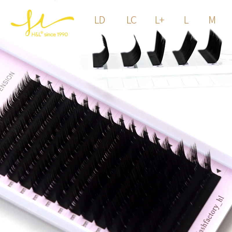 H&L SINCE 1990Korean PBT Mink Eyelashes L/L+/LC/LD/M(LU) Curl 8-15 Mix  Individual Eyelashes for Grafting L Shaped Makeup Lashes