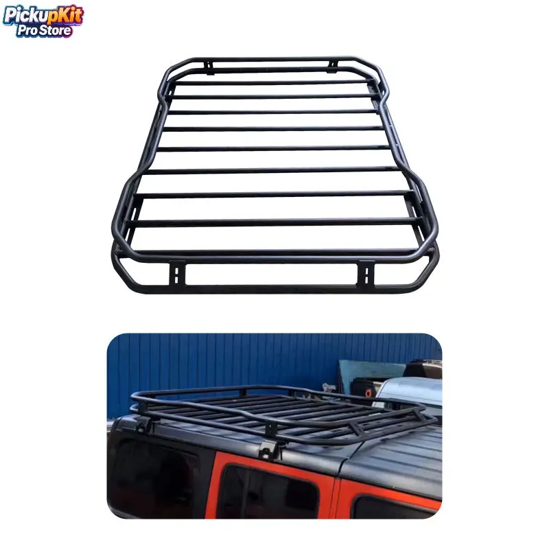 4-Door رف أمتعة جبل حامل البضائع سلة رف سقف الصلب الأسود لرانجلر JK JL المصارع BJ40 #1