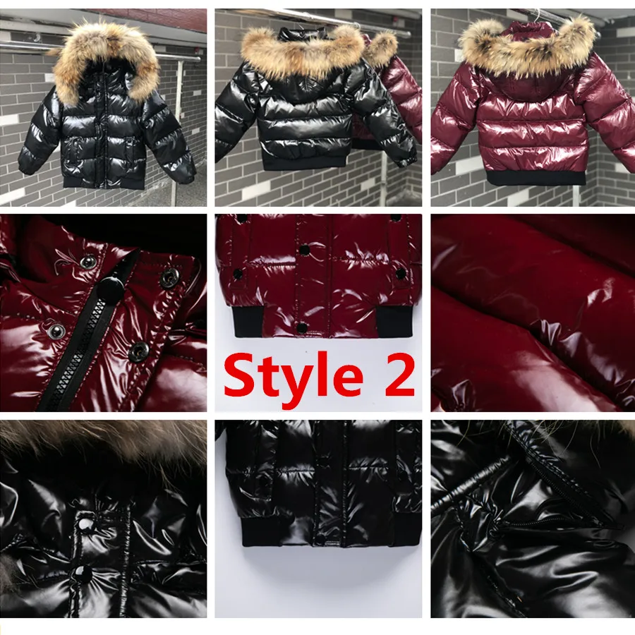 Unisex winter coat down jacket for boys clothes 2-14 y children\'s clothing thicken outerwear & coats with nature fur parka kids