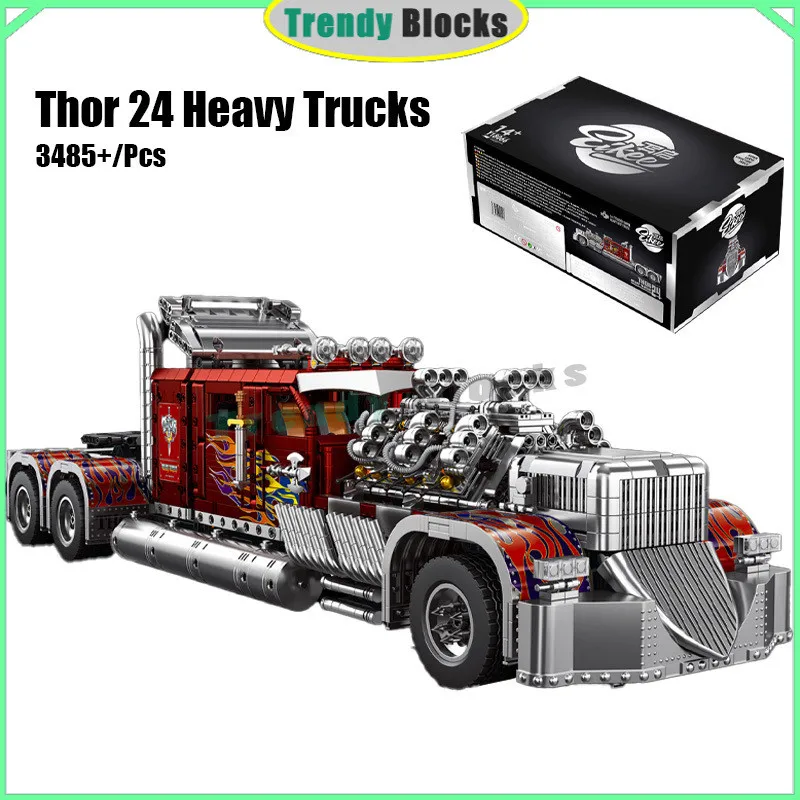

Y18066 3485 шт. Thor 24 тяжелые грузовики строительные блоки Technic большие V24 радиоуправляемые автомобильные игрушки подарки для мальчиков