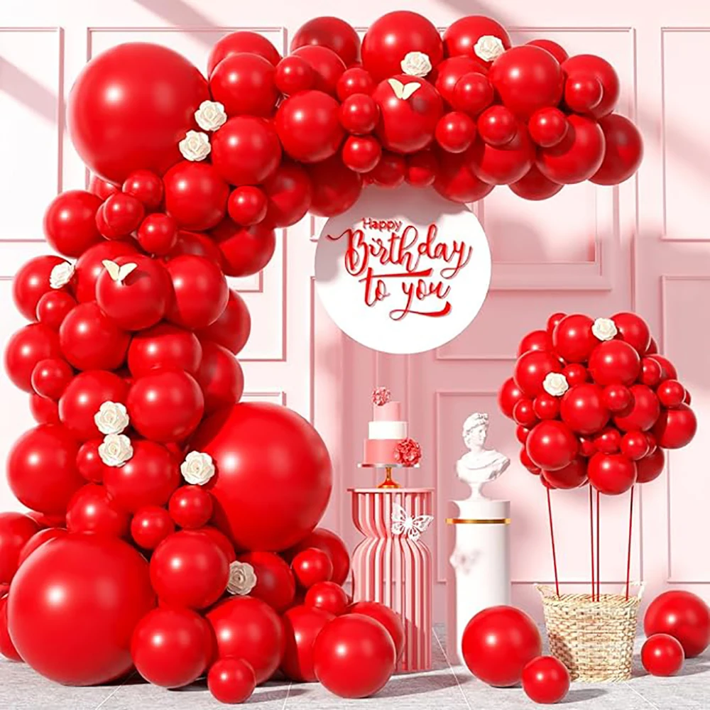 Guirnalda de Globos rojos, decoración para Baby Shower, Kit de arco de Globos de látex, revelación de género, fiesta de cumpleaños, decoración de aniversario de boda, Globos