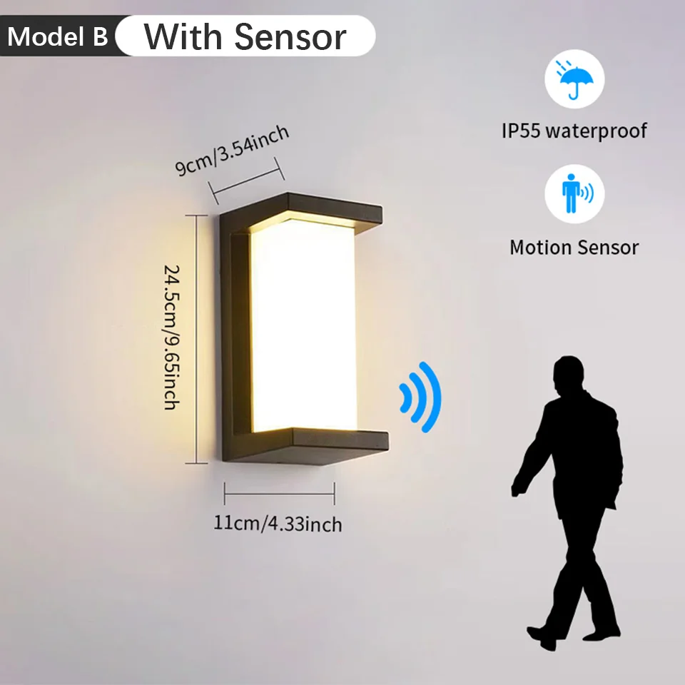 NONE Outdoor LED Wand Lampe Motion Sensor Wasserdicht AC85-265V 16/30W Wand Lampe Außerhalb Garten Veranda Balkon Treppen led-Licht Für Zimmer 4