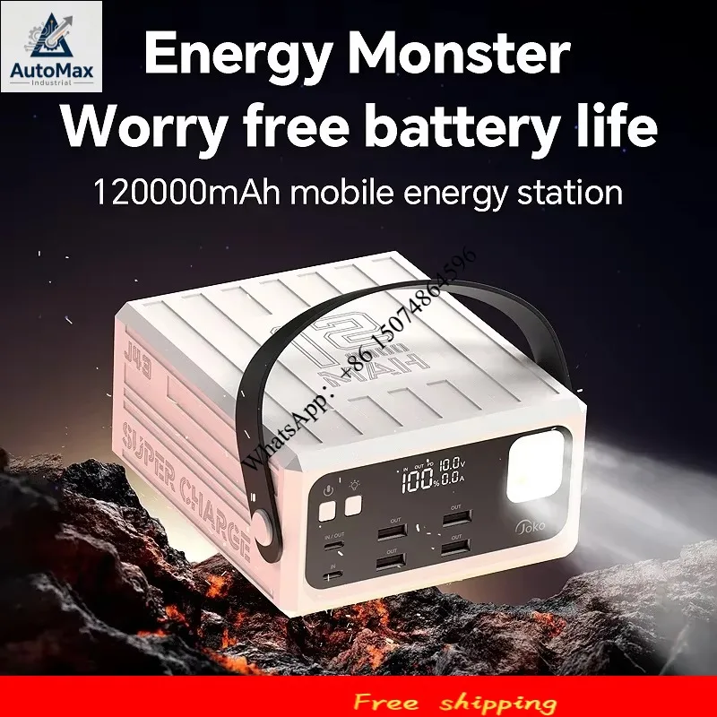 120000mAh Outdoor Camping Power Bank 30W Fast Charging Portable Charger External Battery With LCD Powerbanks For IPh One Xi Aomi
