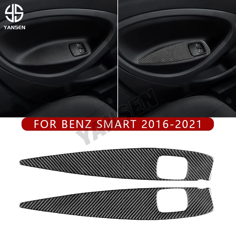 

Car Window Lift Button Frame Panel Cover Carbon Fiber Sticker For Benz Smart 453 Fortwo 2016-2021 Auto Accessories