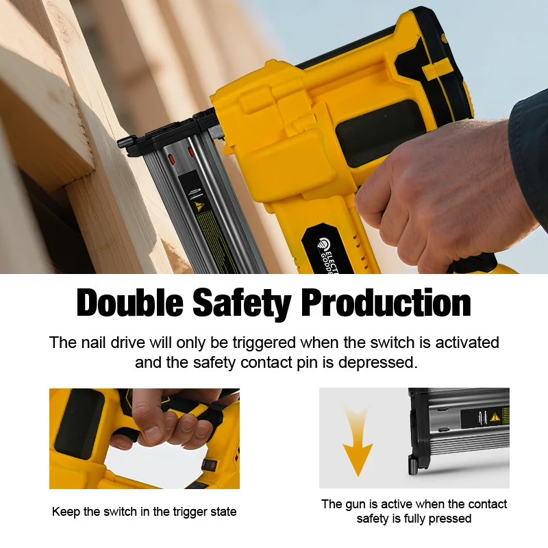 Brushless Electric Brad Nail Gun 0-50MM Cordless Straight/Nshape Nails Woodwork Nailing Machine For Dewalt 20V Battery Pin ﻿ view 5