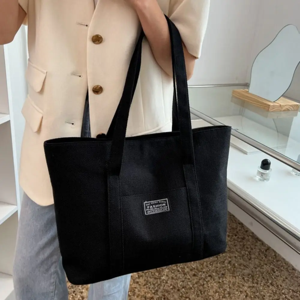 

Fashionable Large Capacity Canvas Tote Bag Portable Casual Commute Shoulder Bag All-match Minority Design Handbag Streetwear