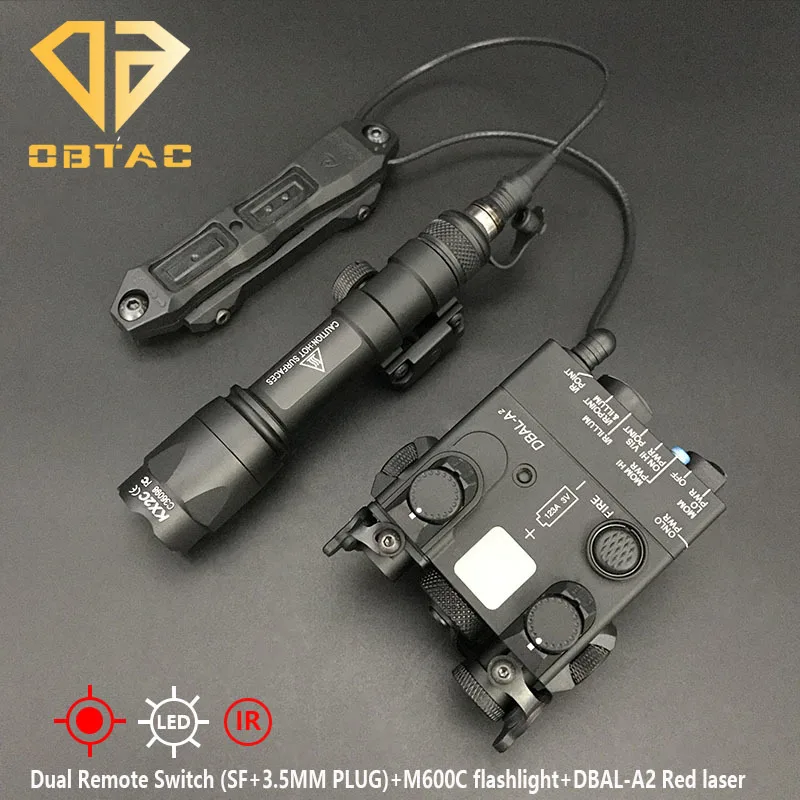 Sotac Metal CNC DBAL A2 Red Green Laser+White+Light IR Indicator With Surefir M300C M600C Flashlight SF/3.5 Remote Switch Set