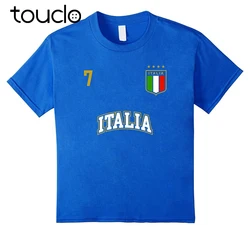 New Summer Hot Sale Tee Shirt Italy Shirt Number 7 + BACK Soccers Team Sporting Italian Flag Footballer Funny T-shirt