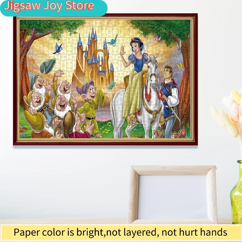 Rompecabezas de 1000 Piezas, Personajes de Dibujos Animados Blancanieves y el Príncipe Encantador, Enanos, Castillo, Rompecabezas para Montar en la Pared, Regalo de Juego para Adultos, Familiar