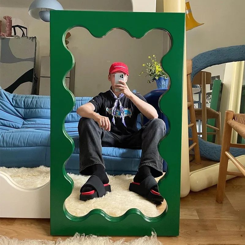 Z Funky Wavy Mirror Create Full Body High End Design Modern Mirror Minimalist Aesthetic Korean Style Espelhos Home DecorationsZ