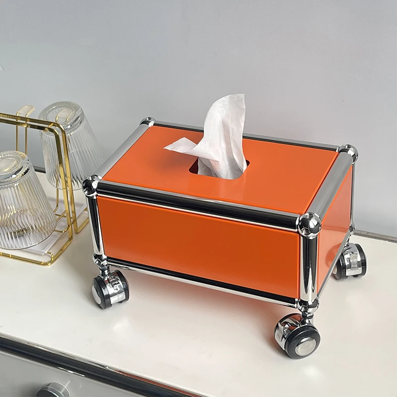 

Luxury Desktop Tissue Box, High-End Creative Napkin Holder, Stainless Steel Home Organizer, Modular Paper Towel Storage Stand