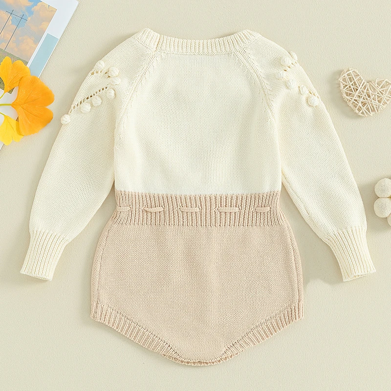 Infant Baby Girl Knitted Clothes Heart Romper Long Sleeve Jumpsuit Outfit Autumn Winter wool knitted sweater bodysuits 3-24M
