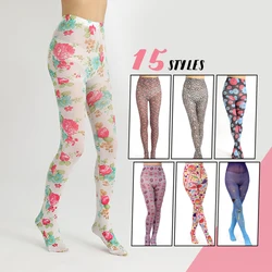 Women Girls Fashion Pattern Pantyhose Tattoo Printing Stocking Velvet Autumn Japanese Harajuku Cute Kawaii Lolita Tights