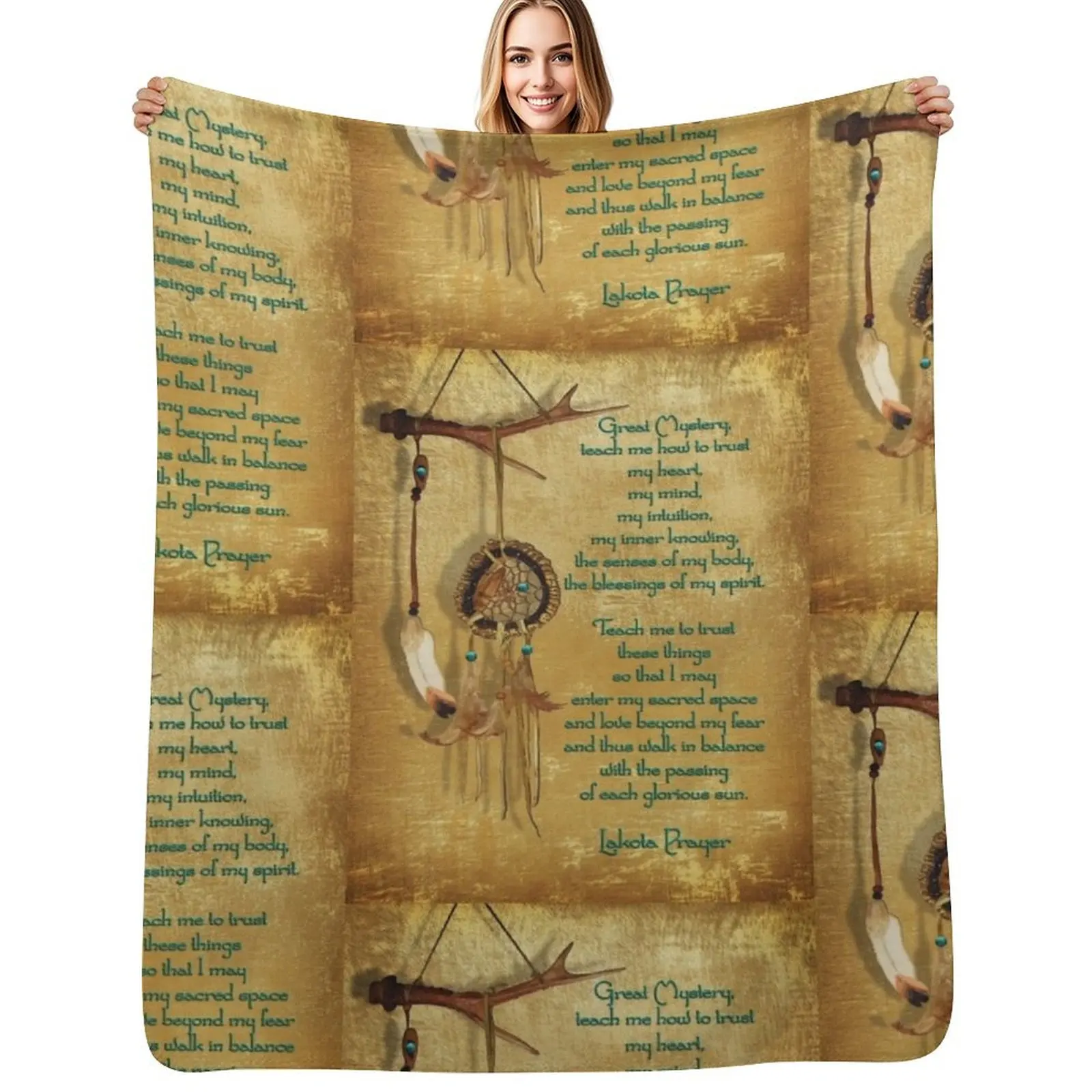 

Lakota Prayer Dream Catcher Throw Blanket Bed covers for winter Beach Blanket