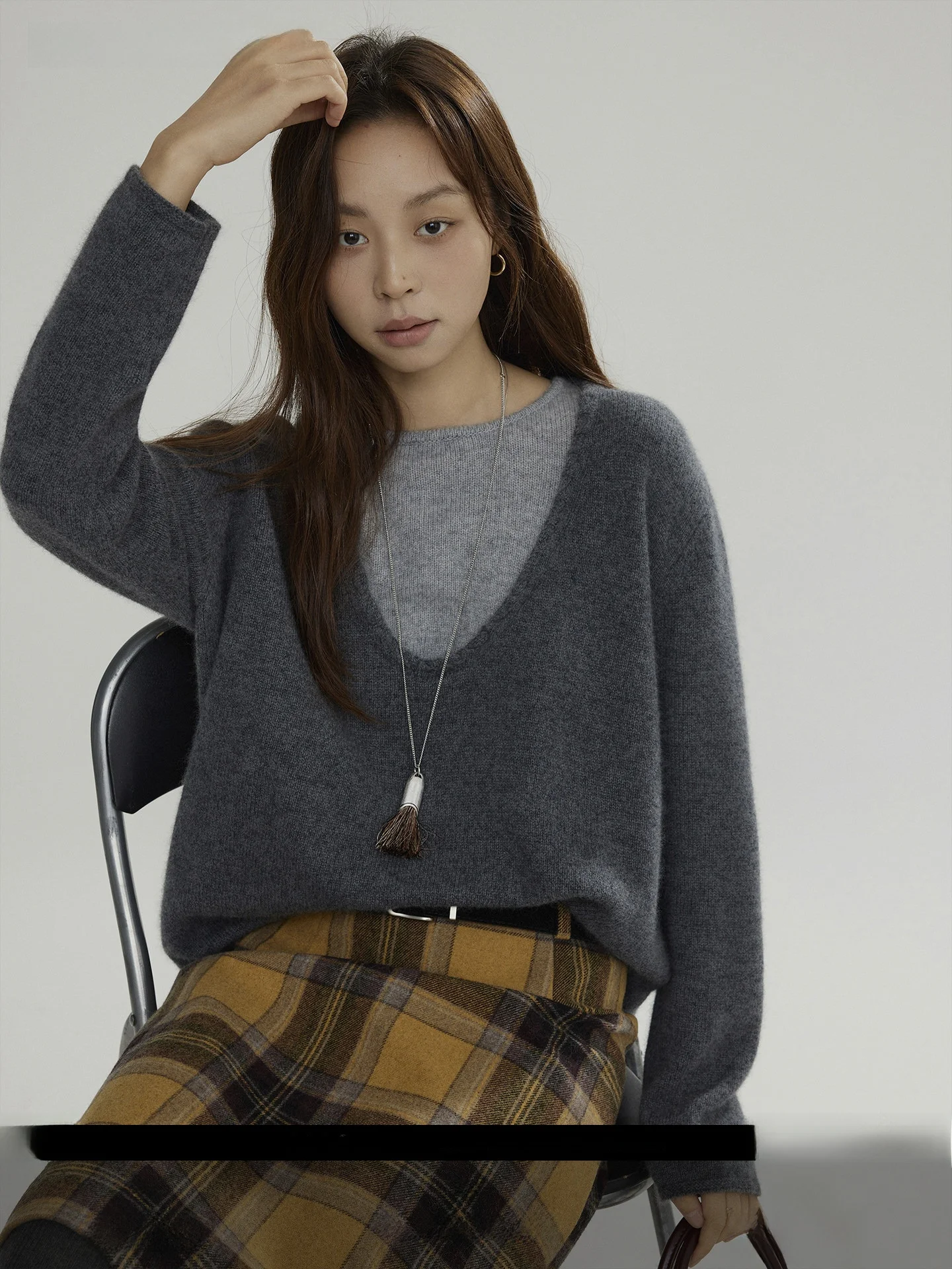 

Joli Choose Women's Woolen Knitted Sweater Casual Sle Fake Two-Piece Design Winter New Faion Quali Rabbit Fur Blend