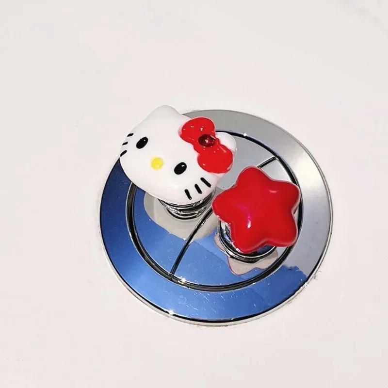 

Kawaii Sanrio Hello Kitty Button Sticker Anime Toilet Car Water Tank Auxiliary Button Interior Decoration Festival Birthday Gift