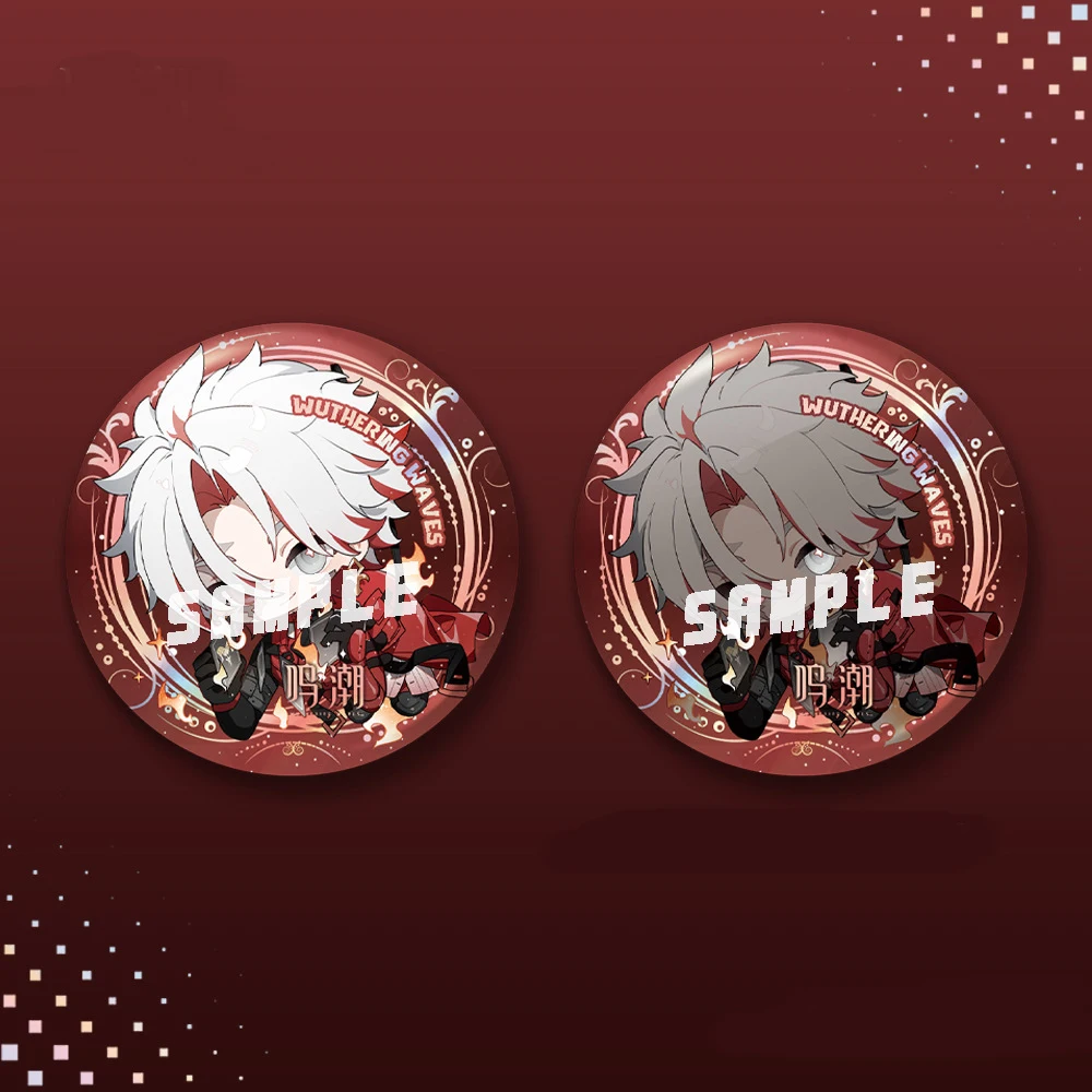New Wuthering Waves Laser Badge Scar Jinhsi Yinlin Camellya Rover Cute Cartoon Anime Pin Double-Flash Brooch Game Gift