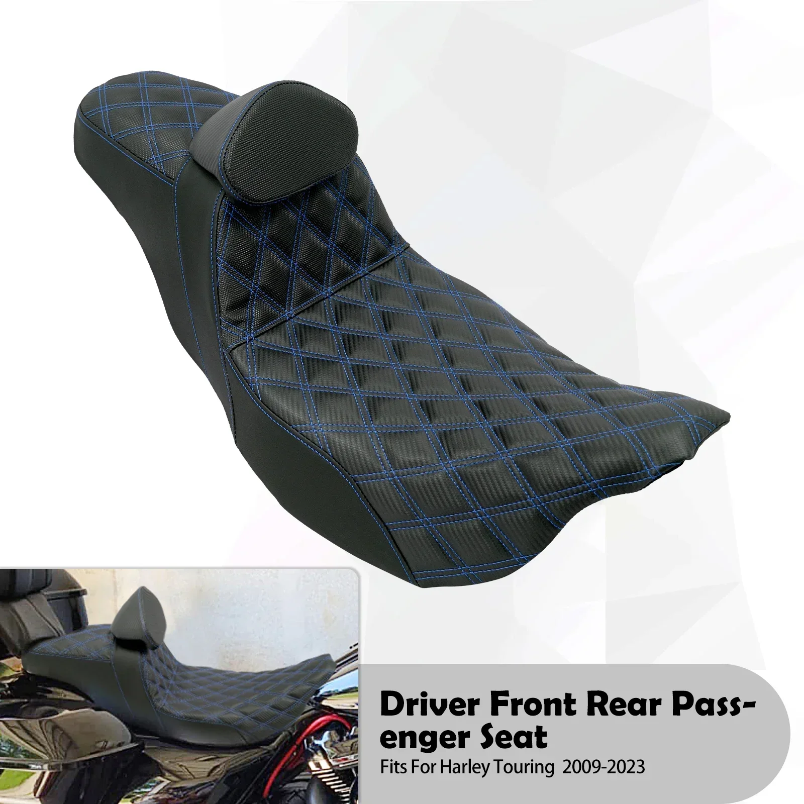 2-Up Motorrijder Passagiersstoel Met Verstelbare Rugleuning Kussen Voor Harley Touring Electra Road Glide 09-23 Lederen Zetel