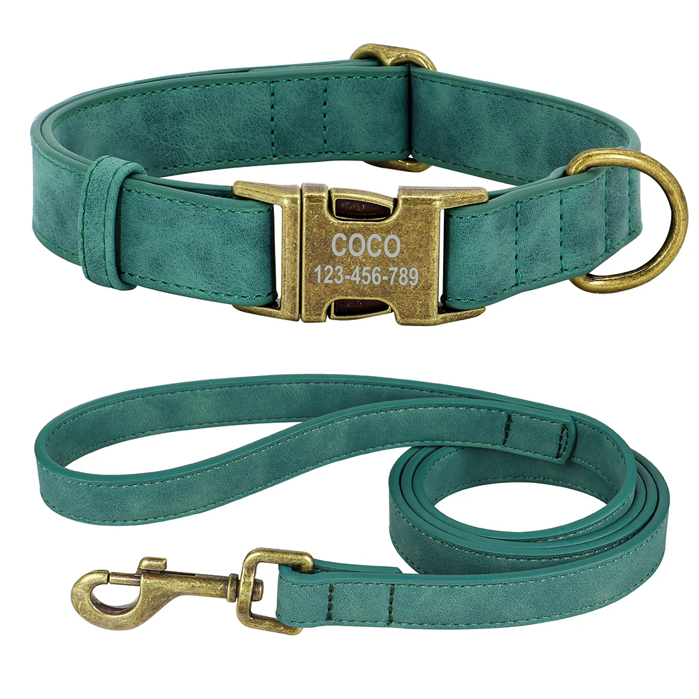 Personal isierte Hunde halsband Leine Set maßge schneiderte Hunde halsband Walking Blei Seil Leder Haustier Halsbänder für kleine mittelgroße Hunde Mops – Detail 6