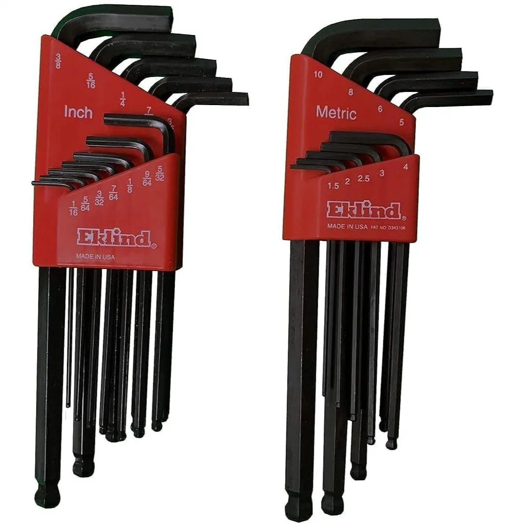 

Ball-Hex L-Key Allen Wrench Combo Set - Inch & MM, 21pc for Hard-to-Reach Fasteners