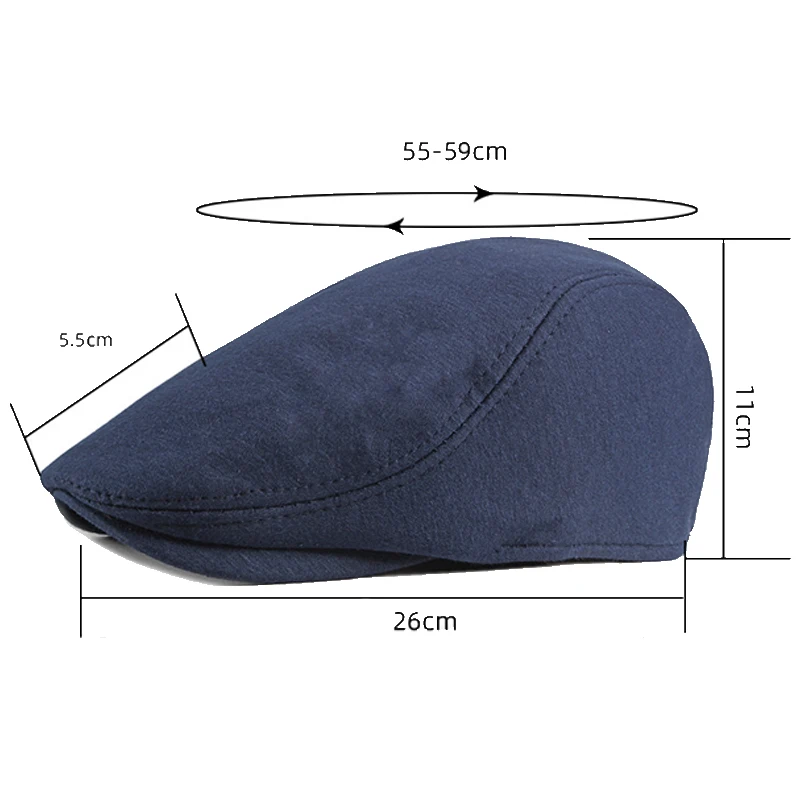 Casual Solid Color Beret for Men British Retro Forward Hat Cotton Newsboy Cap Street Vintage Painter Hat Outdoor Sunshade Visors