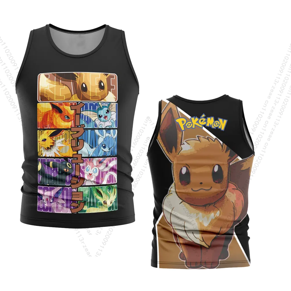 

Eeveelution Pokemon Anime Cool Tank Top Men's Cosplay Y2K Print Gym T-shirt Cartoon Casual Breathable Sports Kid Basketball Vest